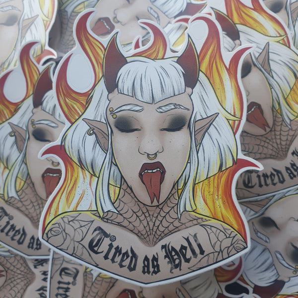 Tired As Hell (Freyja / OC) Vinyl Sticker