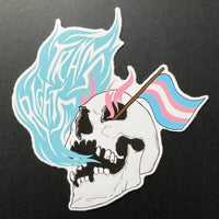 Trans Rights Skull Vinyl Sticker