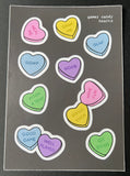 Gamer Candy Hearts Vinyl Sticker Sheet